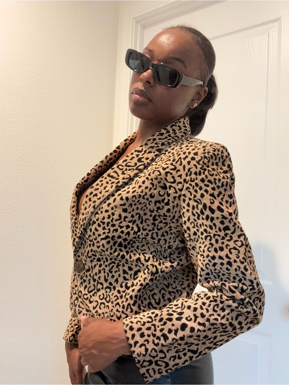 Vintage cheetah print cropped jacket